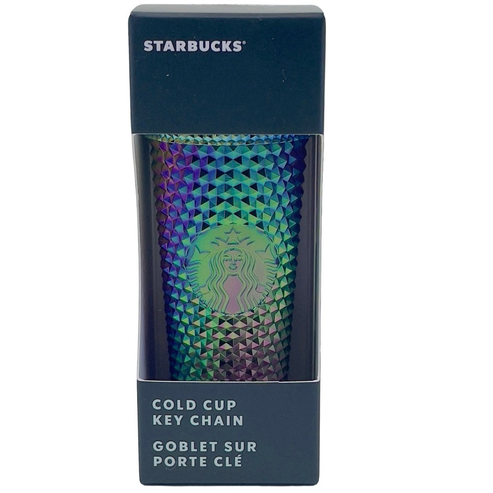 NWT Starbucks Studded Oil Slick Cold Cup Key Chain Tumbler Key Fob Colorful New